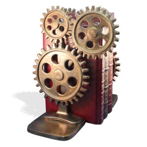 Premium Steampunk Bicycle Sprocket Bookends - Metal Cogs Gears - Pair