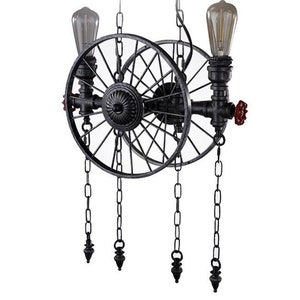 Industrial Pipe Wheel Pendant Light - Steampunk