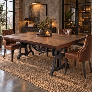 Shoemaker Dining Table - Adjustable Height Iron Base - Walnut Top