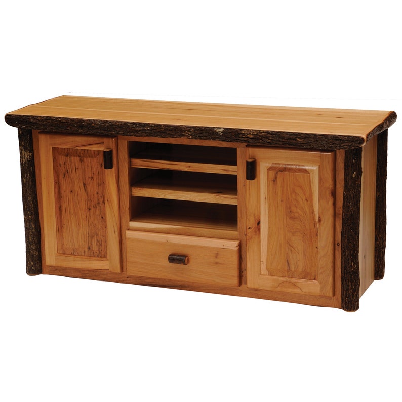 Hickory Log Entertainment Center Console Standard Finish