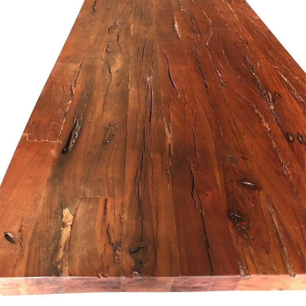 Reclaimed Wood Table Top 80x40 2.25" - Rustic Mahogany Finish