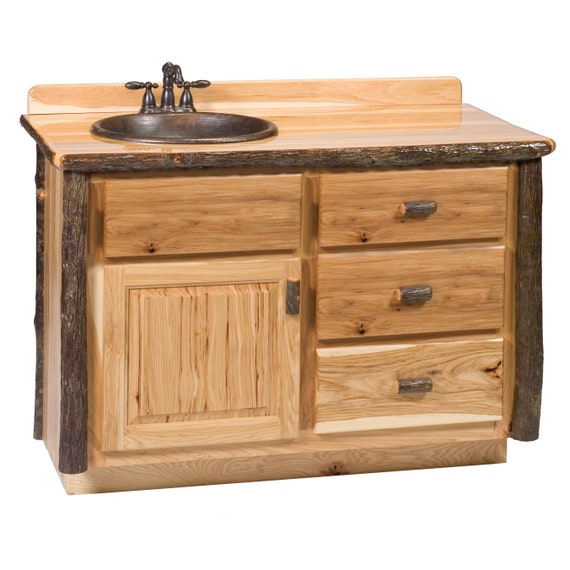 Hickory Log Vanity 36 42 48 Inch, 48 Wood Bathroom Vanity Without Top