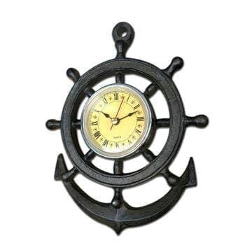 18'' Nautical Handmade Wooden Ship Wheel Wall Clock for Home Decor