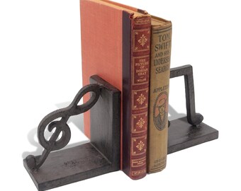 Musical Notes Cast Iron Bookends - Metal - Pair