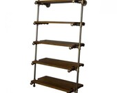 Etagere Farmhouse Industrial Leaning Pipe Bookcase - Wall Mounted