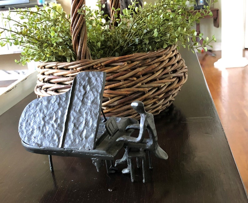 Cast Iron Piano Man Metal Sculpture Grand Piano | Etsy