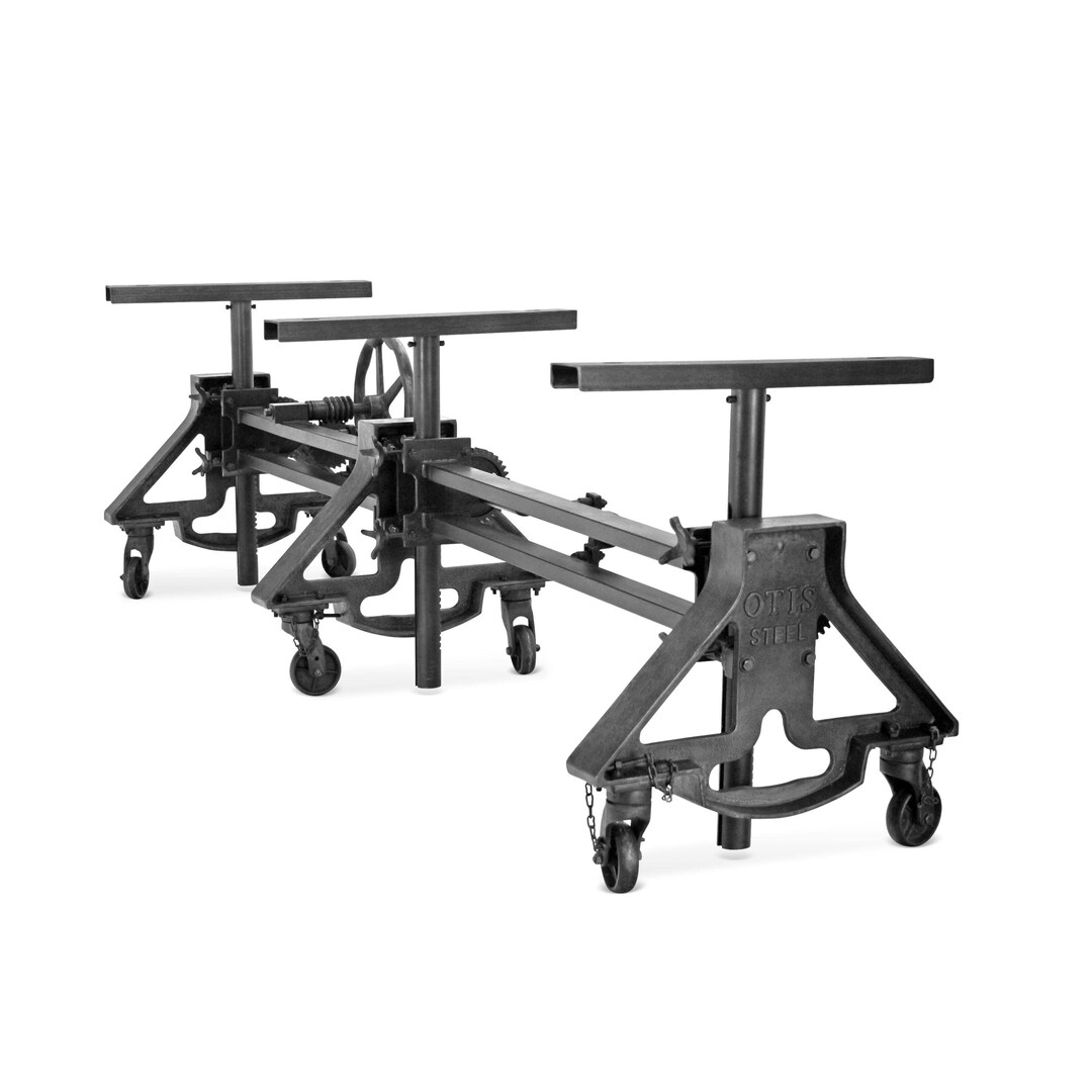 Otis Steel Communal Table Base - Adjustable Height - Iron Base- Casters ...