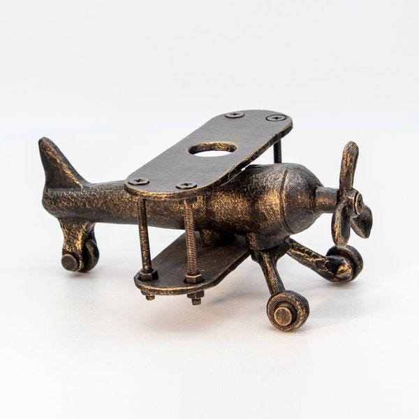 SPAD Miniature WWI Airplane Fighter - Cast Iron Metal Antique Biplane