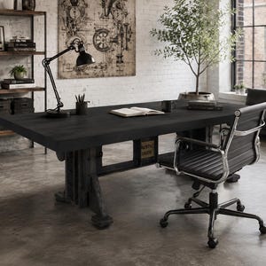 Craftsman Industrial Dining Table Desk Base - Adjustable Height - Cast Iron