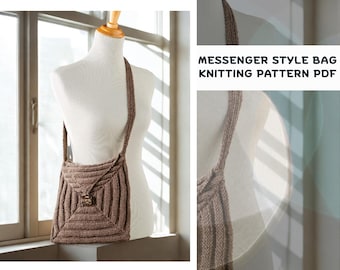 Knitting Bag Pattern: Messenger-style handbag Beginner-Friendly DIY Shoulder Bag (PDF Download)