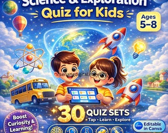 30 Interactive Science Quiz for Kids | Exploration & STEM Activities | Canva Editable | Instant Download | Printable | Online Quiz