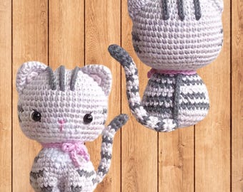 Grey Tabby Kitten Crochet Pattern: Dolly Amigurumi (PDF Download)
