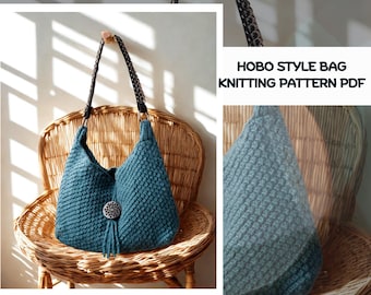 Knit Hobo Bag Pattern: Bulky Yarn, Textured Stitch (PDF Download) - Beginner