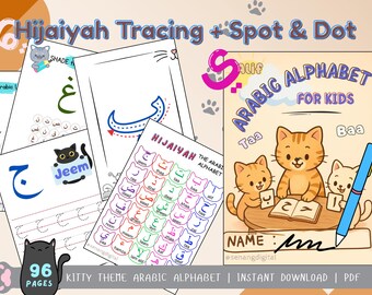 Kitty Theme Arabic Alphabet Tracing: Kids Hijaiyah Activity (PDF Download, 96 Pages)