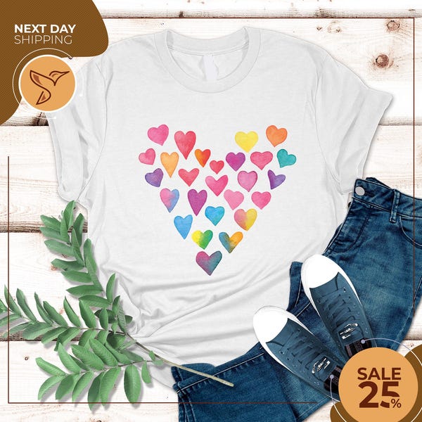 Watercolor Hearts Graphic Tee main image 0