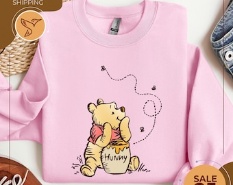 Vintage Pooh Sweatshirt | Minimal Winnie The Pooh Hoodie | Disney Trip Sweatshirt | Disney Family Matching Hoodie