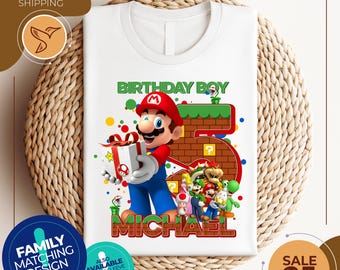 Custom Mario Birthday Shirt | Personalize Super Mario Family Shirts | Custom Super Mario Shirt| Super Mario Family Tee | Mario Custom Design
