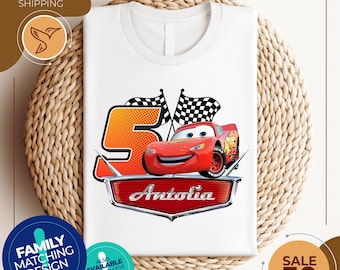 Custom Lightning McQueen Car Birthday Shirt | Family Matching Cars Birthday Tee | Cars Personalized Shirt Kids | Family Tees Custom