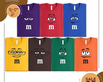 M and M Faces Halloween Costume Shirt | M M Face Matching Halloween Costume | Family Halloween Costumes | Candy Group Matching Shirts