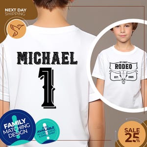 Custom My First Rodeo Birthday Shirt | 1st Rodeo Western Birthday Tee | Cowboy Birthday | Family Matching Tee | Baby Boy Clothes