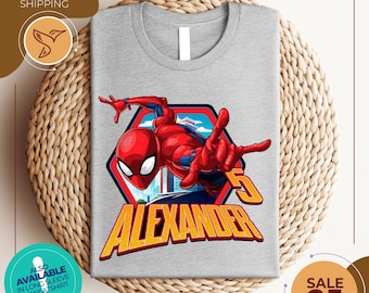 Spiderman T-shirt | Personalized Spiderman Tee | Add Name/Age | Tee Designs | Toddler , Youth , Adult Sizes | Birthday party