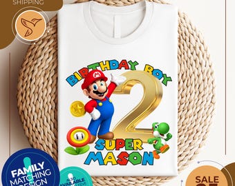 Custom Mario Birthday Shirt | Personalize Super Mario Family Shirts | Custom Super Mario Shirt| Super Mario Family Tee | Mario Custom Design