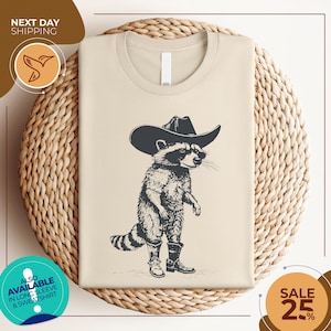 Vintage Cowboy Racoon Shirt | Funny Western Trash Panda Tshirt | Retro 90s Graphic Tee | Weirdcore Meme Clothing | Oversized Shirt