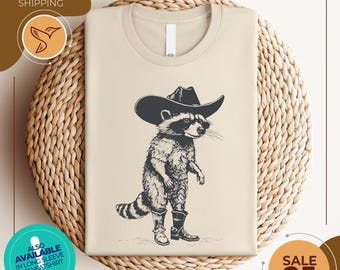 Vintage Cowboy Racoon Shirt | Funny Western Trash Panda Tshirt | Retro 90s Graphic Tee | Weirdcore Meme Clothing | Oversized Shirt