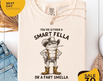 Comfort Colors® Smart Fella or Fart Smella | Retro Cartoon Frog T-Shirt | Unisex Meme Tee
