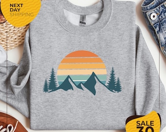 Retro Mountain Sweatshirt | Nature Lover Gift for Her | Granola Girl Sweatshirt | Hiking  Hoodie