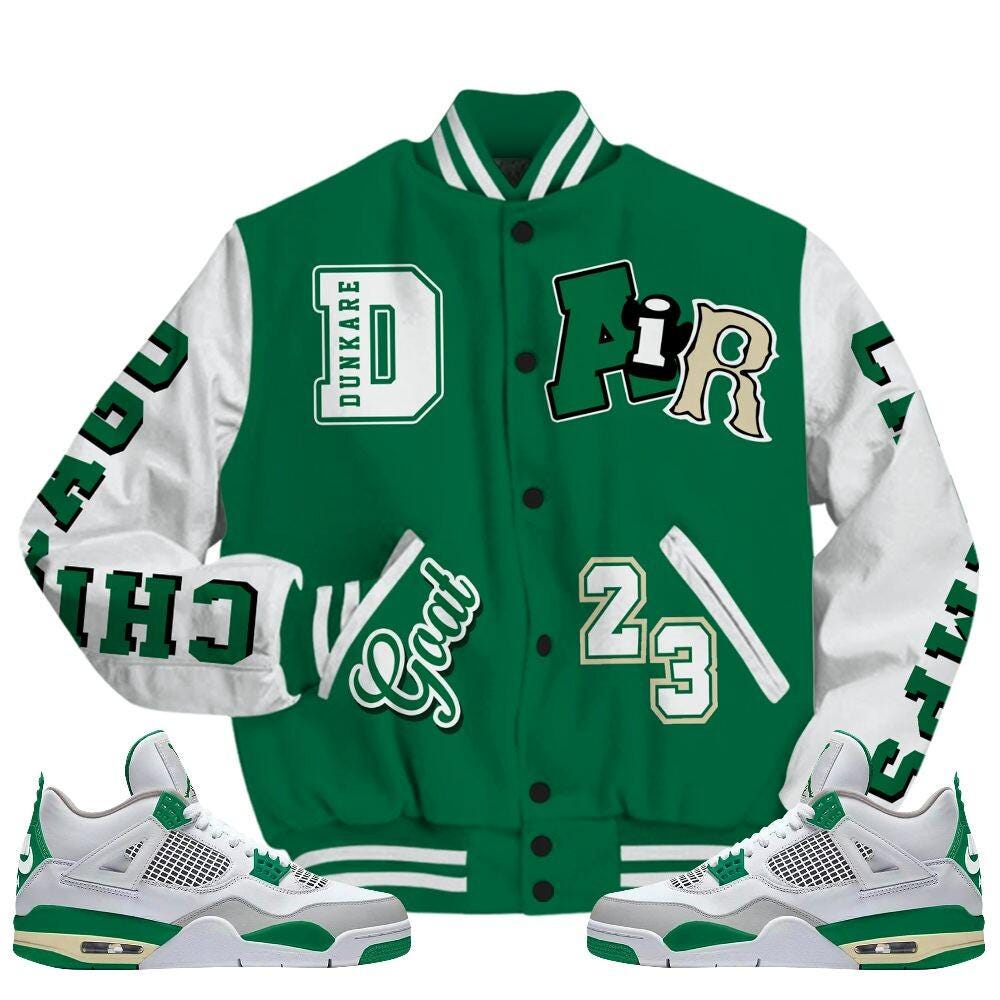 Pine Green 4s Varsity Jacket, AIR Number 23 GOAT All Over