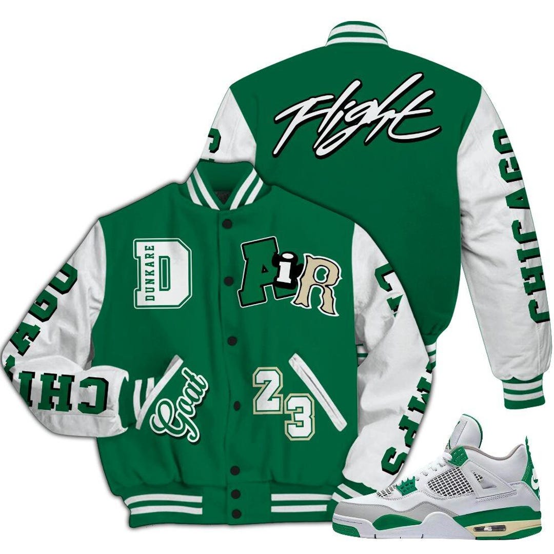 Pine Green 4s Varsity Jacket, AIR Number 23 GOAT All Over