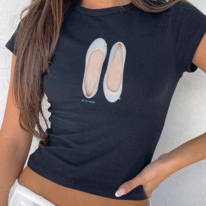 y2k baby tee, coquette baby tee, cute baby tee, womens graphic baby tee, 90s baby tee shirt 2000s fitted T-shirt, baby tee cute,ballet flats