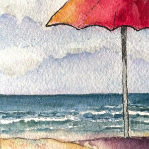 Scène de plage Original Aquarelle Art Carte Original Artiste Trading Card Ocean Art Original Art Petit Format Art Art Nautique