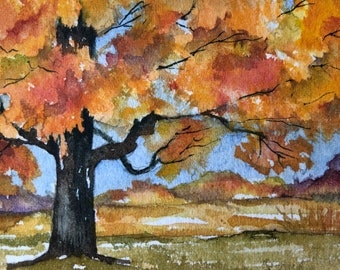 Autumn Painting Original Art Card Watercolor Painting Artist Trading Card Autumn Art Painting Original Painting Watercolors