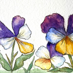 Violet Floreale Acquerello Art Card Acquerello originale di Fiori primaverili Artista Carte collezionabili Pittura