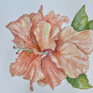 Watercolor Original Painting of Hibiscus Bloom Floral Art Original Art Watercolors