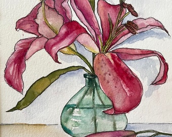 Floral Watercolor Art Original Watercolor Original Art Flower Art Painting