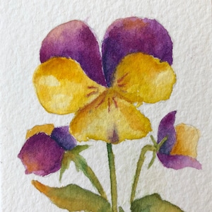 Acquerello di Violette Art Card Pittura Originale Opera d'Arte Acquerello Floreale ACEO Artista Carta Collezionabili