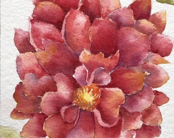 Floral Art Original Watercolor Original Art Painting Red Flower Painting Original Art