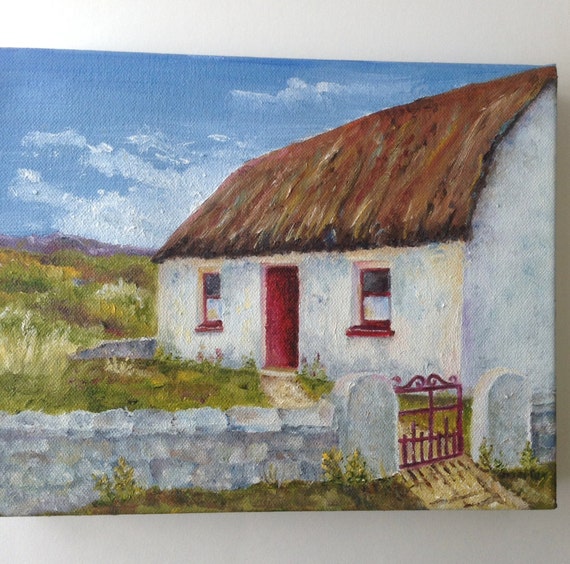 Original Art Original Oil of Irish Cottage Small Format Art Etsy