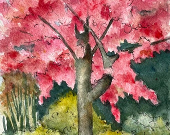 Cherry Blossoms Watercolor Painting Original Art OOAK Art Nature Paintings Original Art