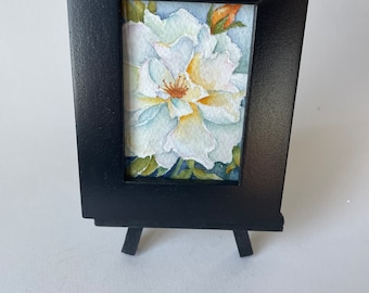 Framed Watercolor Art Card Original Floral Art Small Format Art Original Art Watercolor Artist Trading Card Miniature Art