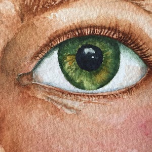 Watercolor of Green Eye Original Art Painting Artist Trading Card Original Painting Green Eye Painting