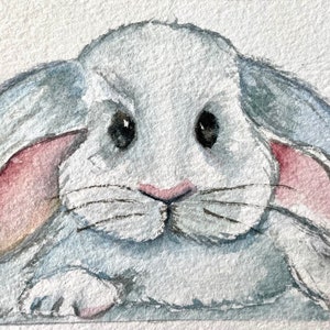 うさぎの水彩画アートカートオリジナルうさぎのラビットアート気まぐれなアートオリジナルアート絵画