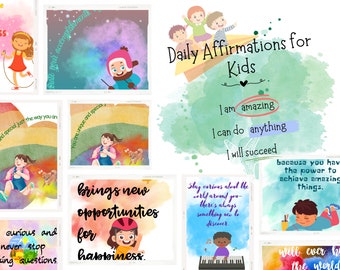 60 afdrukbare bevestigingskaarten voor kinderen Positieve bevestigingskaarten voor kinderen Afdrukbare bevestigingskaarten voor kinderen