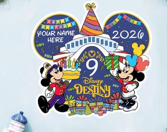 Happy Birthday Mickey & Minnie Ship Magnet,  Cruise Door Magnet, Happy Birthday Magnet,  Cruise Ship Birthday Magnet