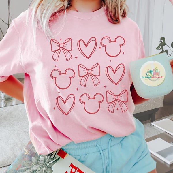 Disney Coquette Shirt, WDW Coquette Shirt, Mickey Coquette Shirt Coquette Bow Shirt Disneyland Shirt Comfort Color Disneyland Valentines