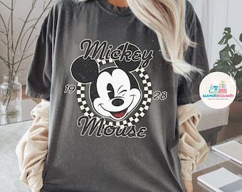 Retro Mickey and Friends Shirt, Retro  Trip Shirt, Checkered Mickey Shirt, Retro Mickey Shirt,  Family Vacation, Custom