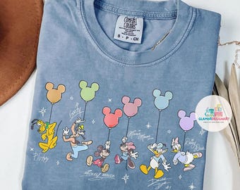 Retro Disney Mickey And Friends Signatures Comfort Colors Shirt Disney Vacation Shirt, Magic Kingdom shirt Disneyland Tee, Disneyworld Shirt